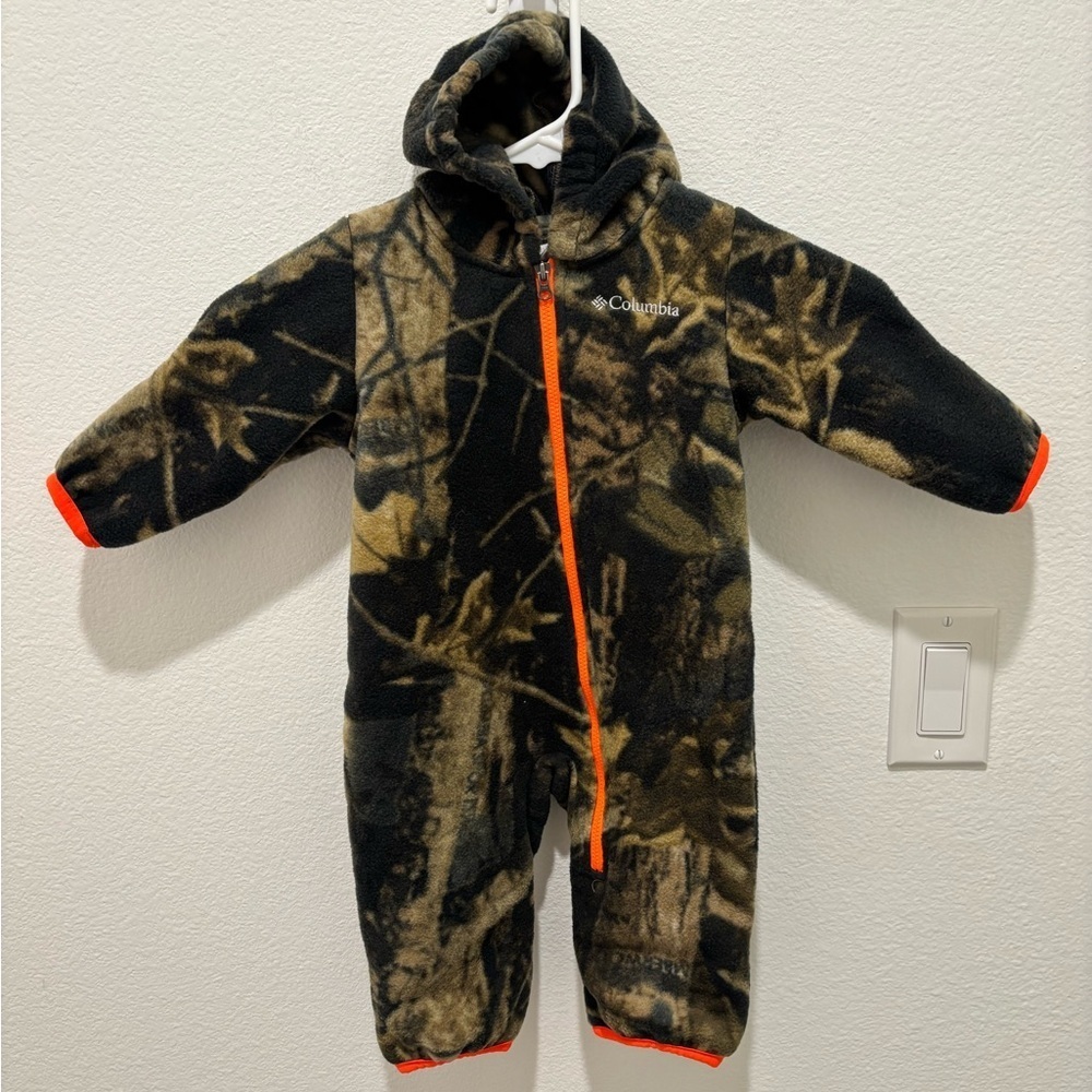 Columbia Kids Camo Footie with Orange Trim